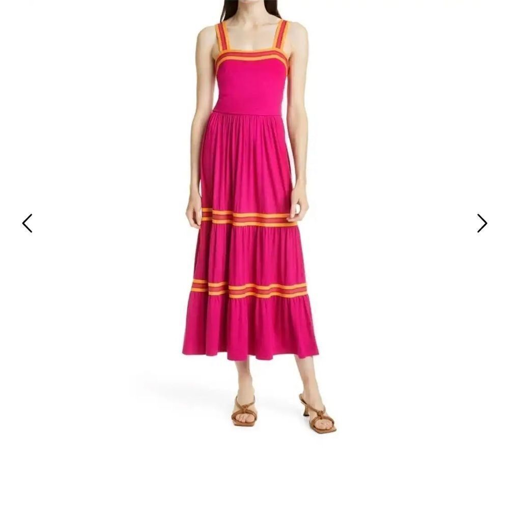 TED BAKER Norabel Tiered Jersey Vest Dress Pink Size 4 - US 12